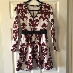 B Dadlin white dress with maroon flowers